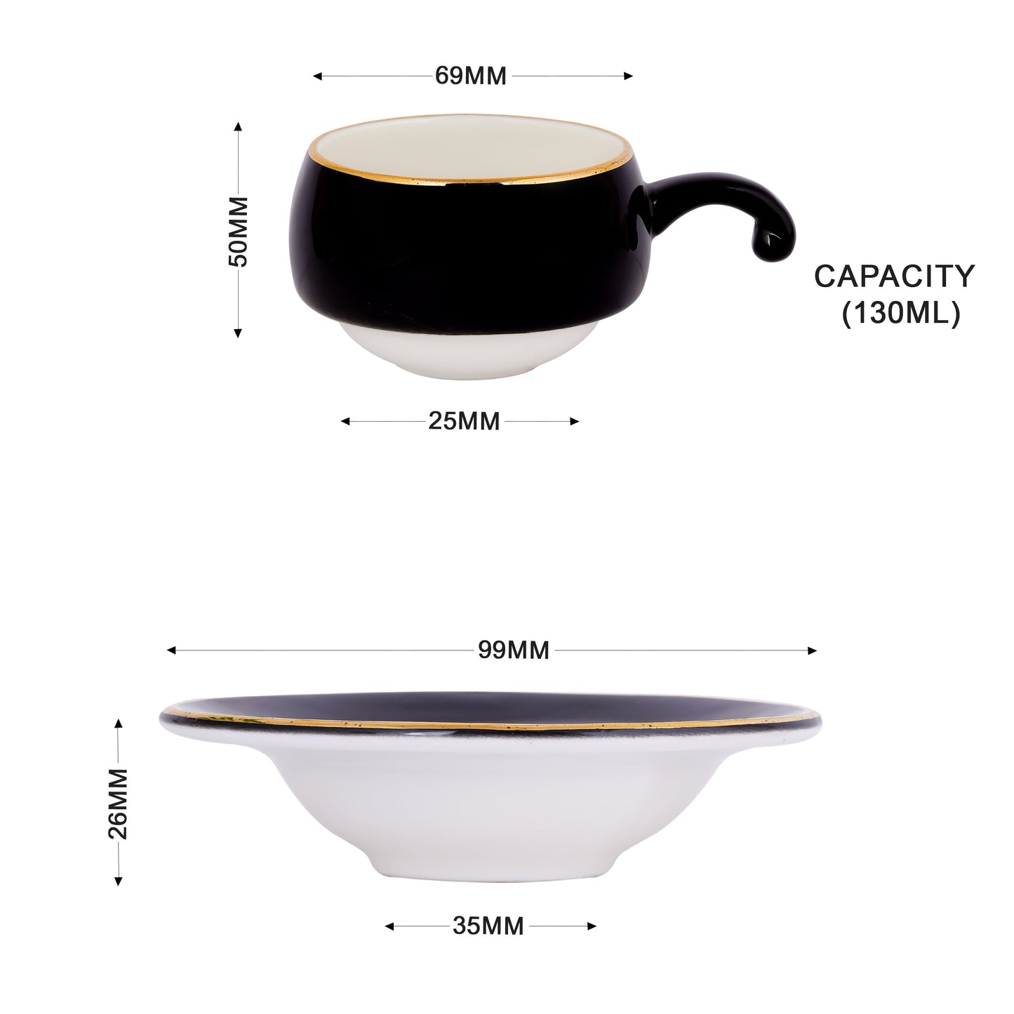 Lilliput in Black with Gold Cups and Saucers My Store