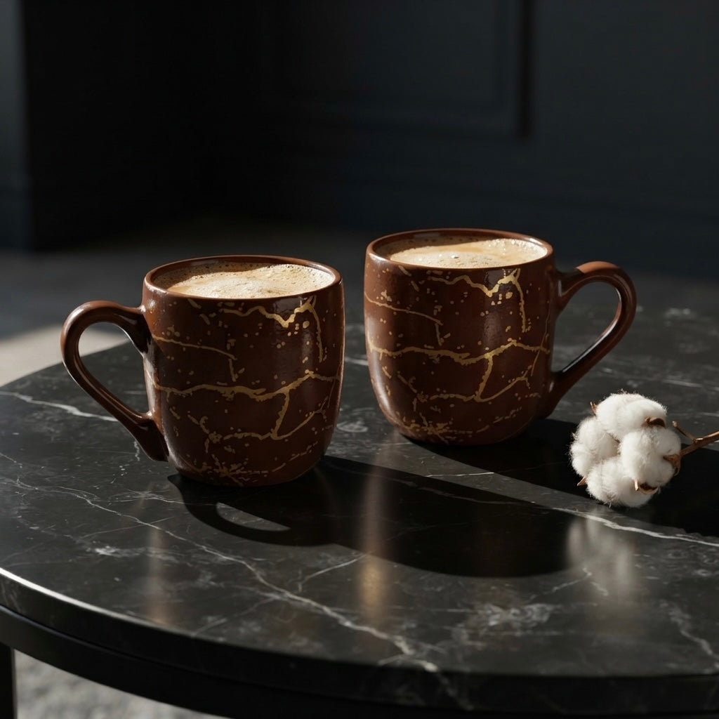 Brown Manu Mug (Pack of 6, Metallic Design) My Store
