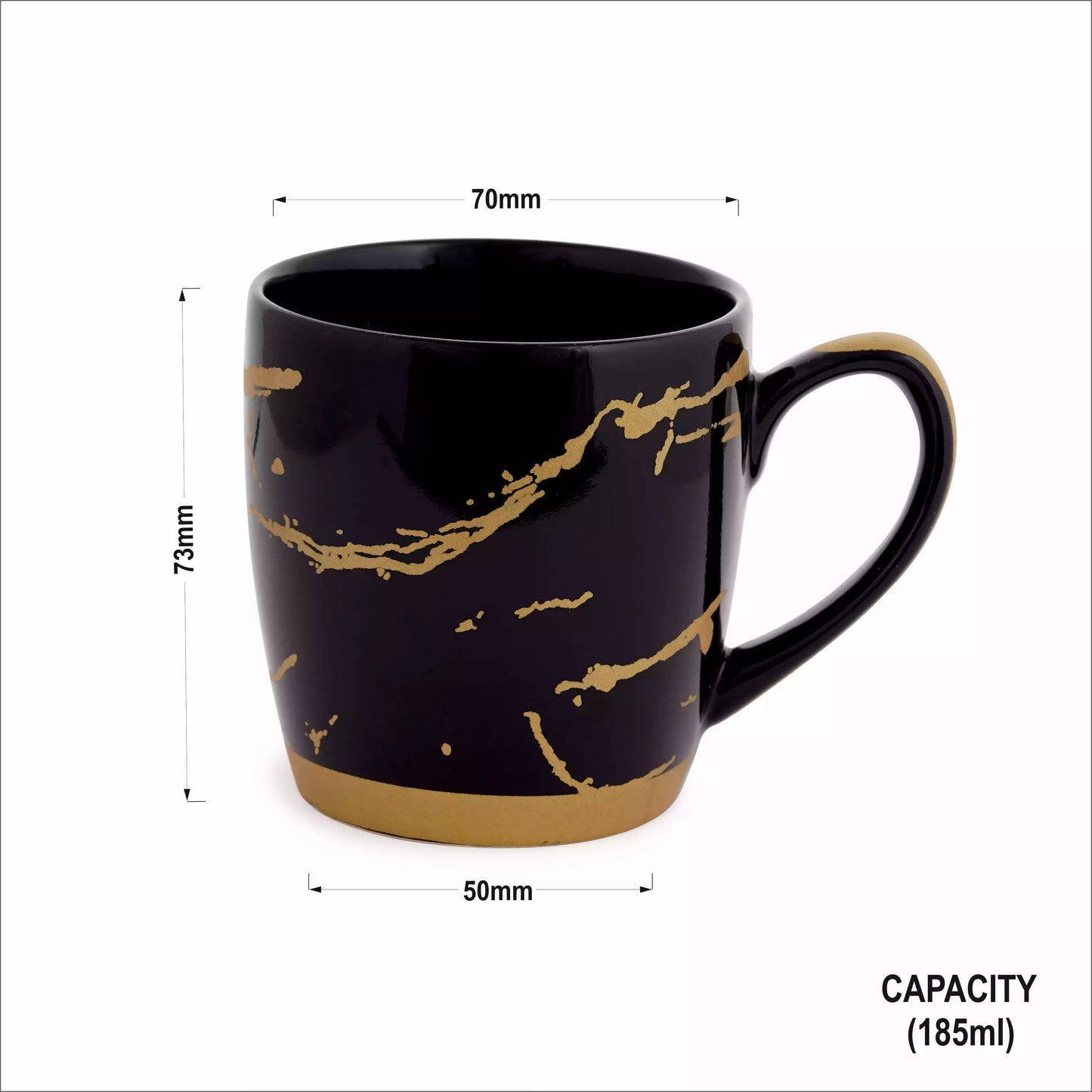 Black Cambridge Mugs with Metallic Design-Coffee Mugs and Cups My Store