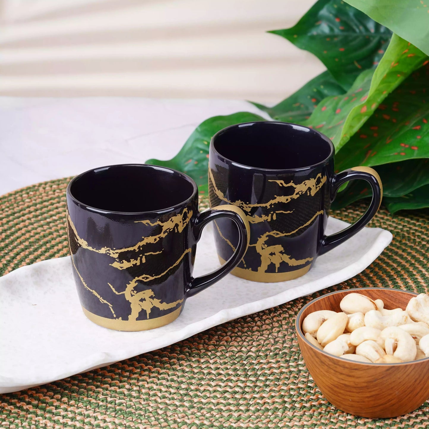 Black Cambridge Mugs with Metallic Design-Coffee Mugs and Cups My Store
