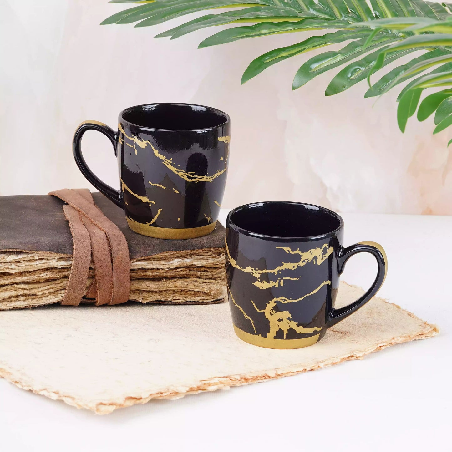 Black Cambridge Mugs with Metallic Design-Coffee Mugs and Cups My Store