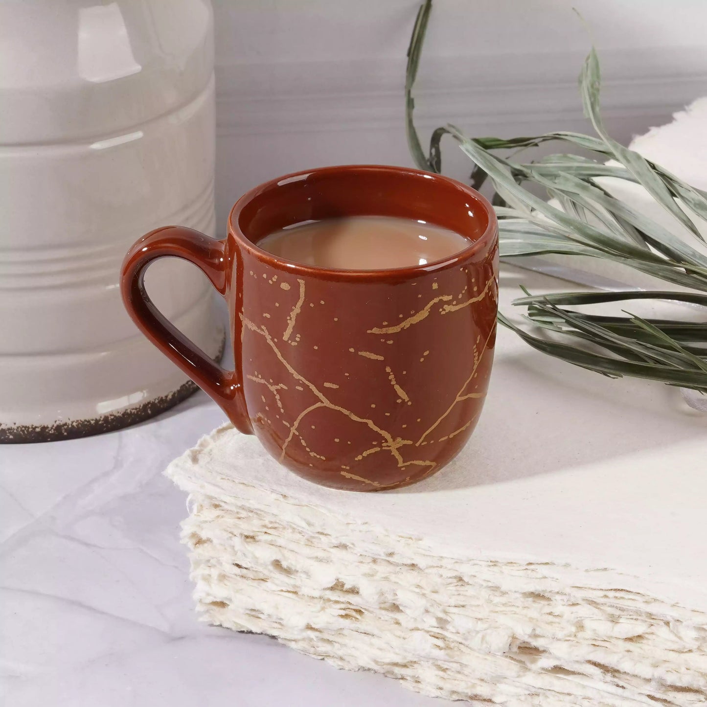 Brown Manu Mug with Metallic Design-Coffee Mugs bone china My Store