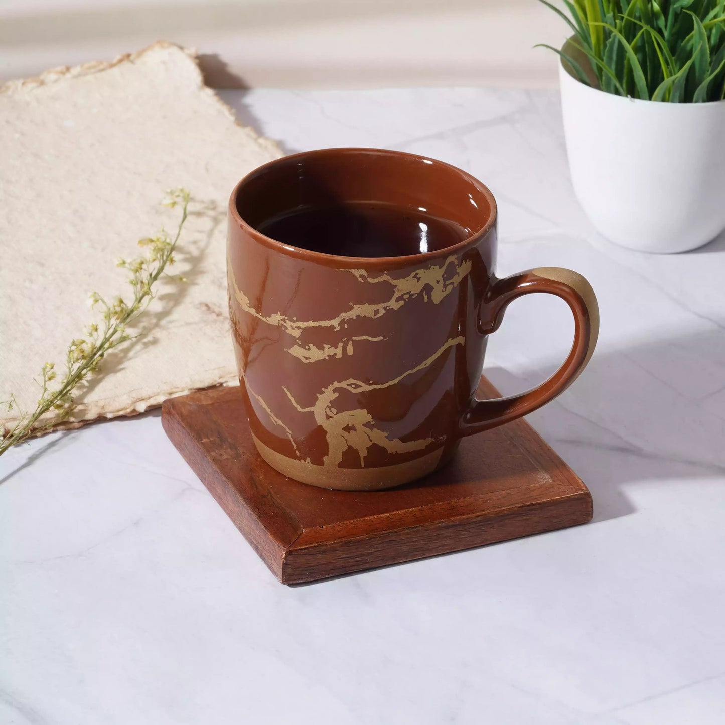 Brown Cambridge Mug with Metallic Design-Coffee Mugs bone china My Store