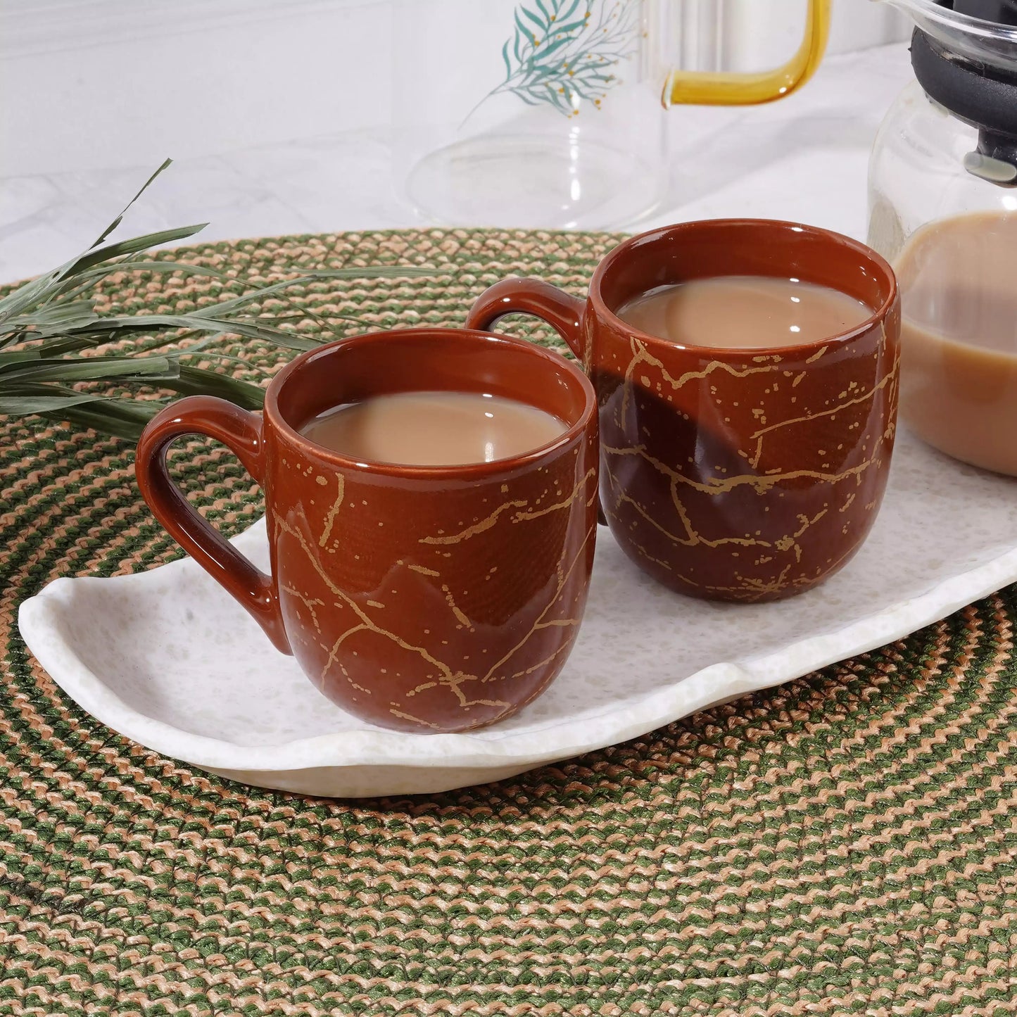 Brown Manu Mug with Metallic Design-Coffee Mugs bone china My Store