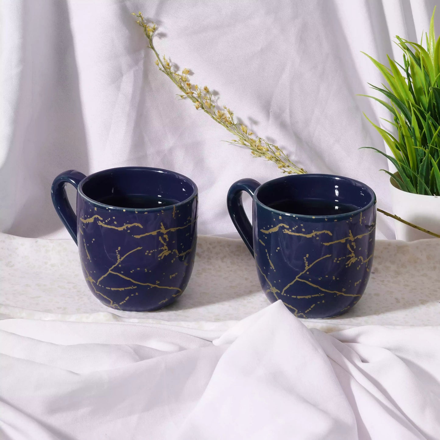 Blue Manu Mug with Metallic Design-Bone China Coffee Mugs My Store