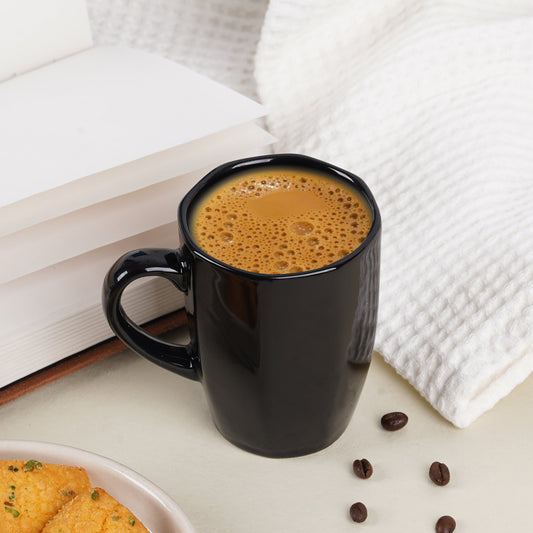 DATA Zia Mugs in Black, Set of 6, Coffee Mugs Dandy Lines by DATA