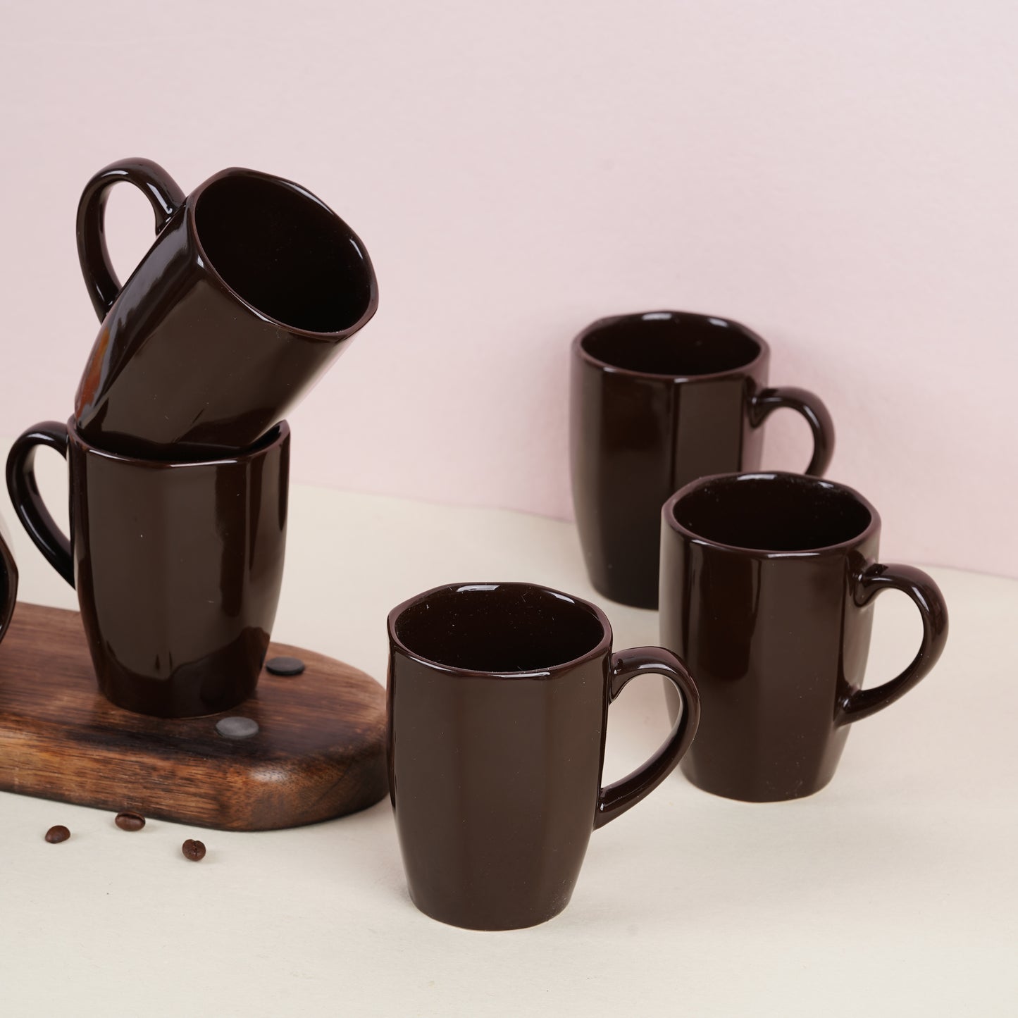 DATA Zia Mugs in Chocolate Brown, Set of 6