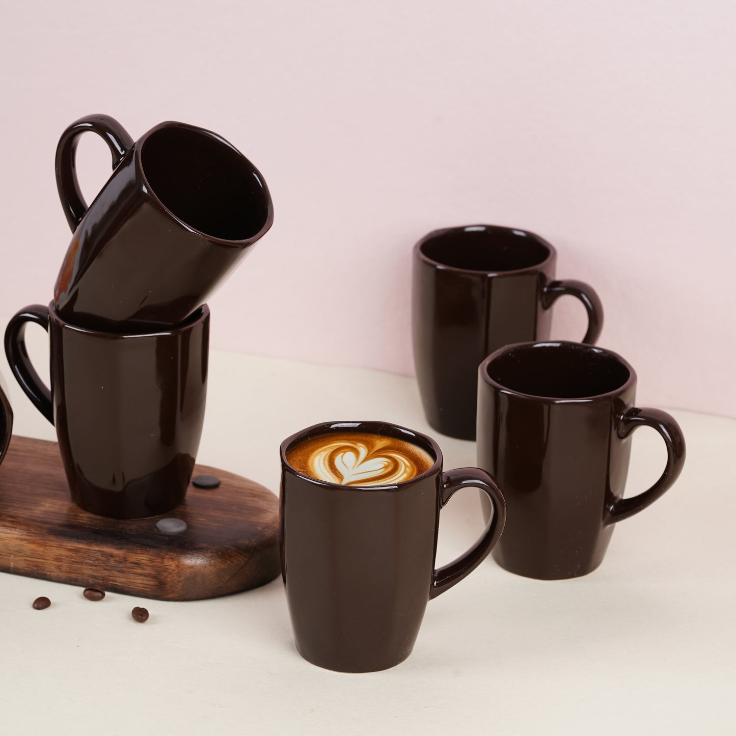 DATA Zia Mugs in Chocolate Brown, Set of 6