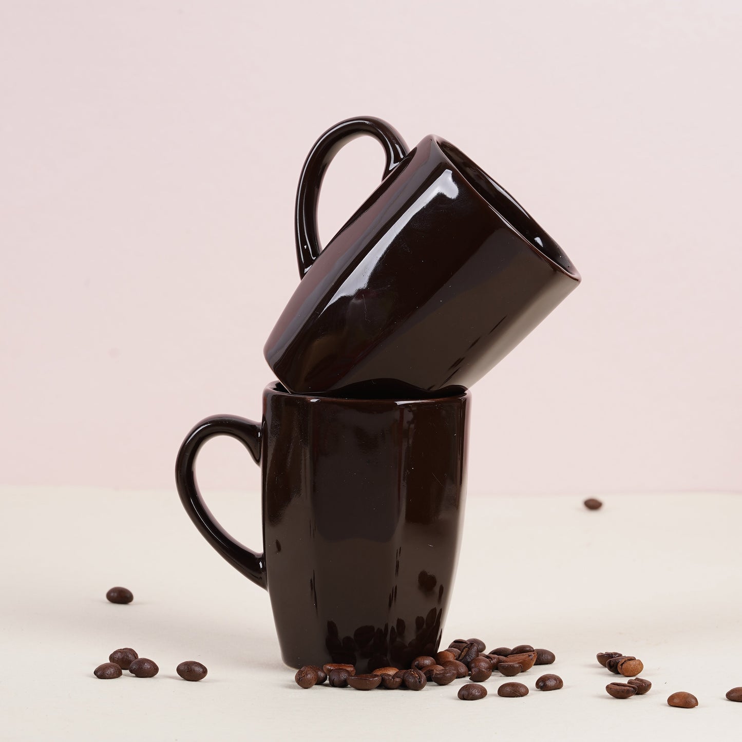 DATA Zia Mugs in Chocolate Brown, Set of 6 Dandy Lines by DATA