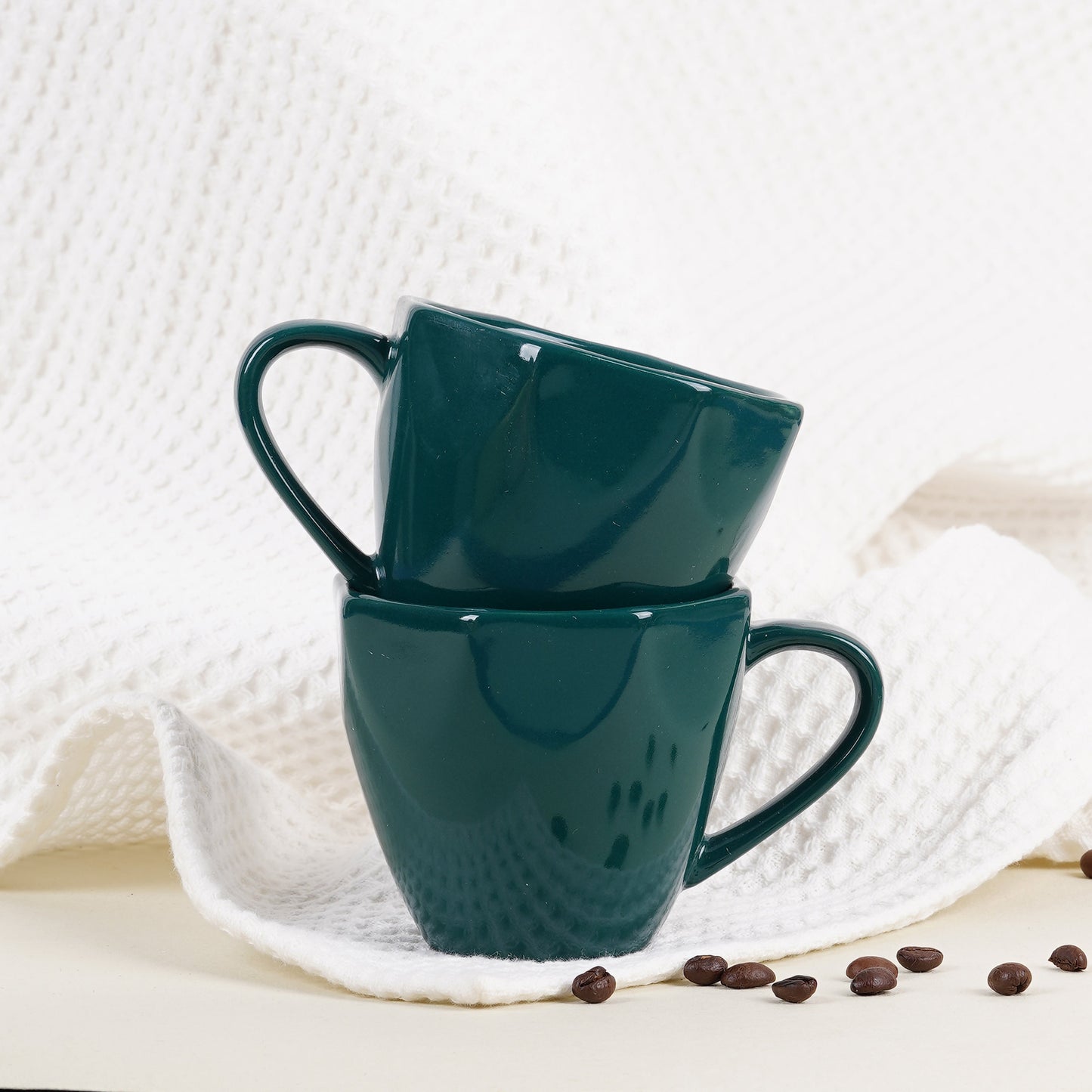 DATA Veda Mugs in Green, Set of 6 Dandy Lines by DATA