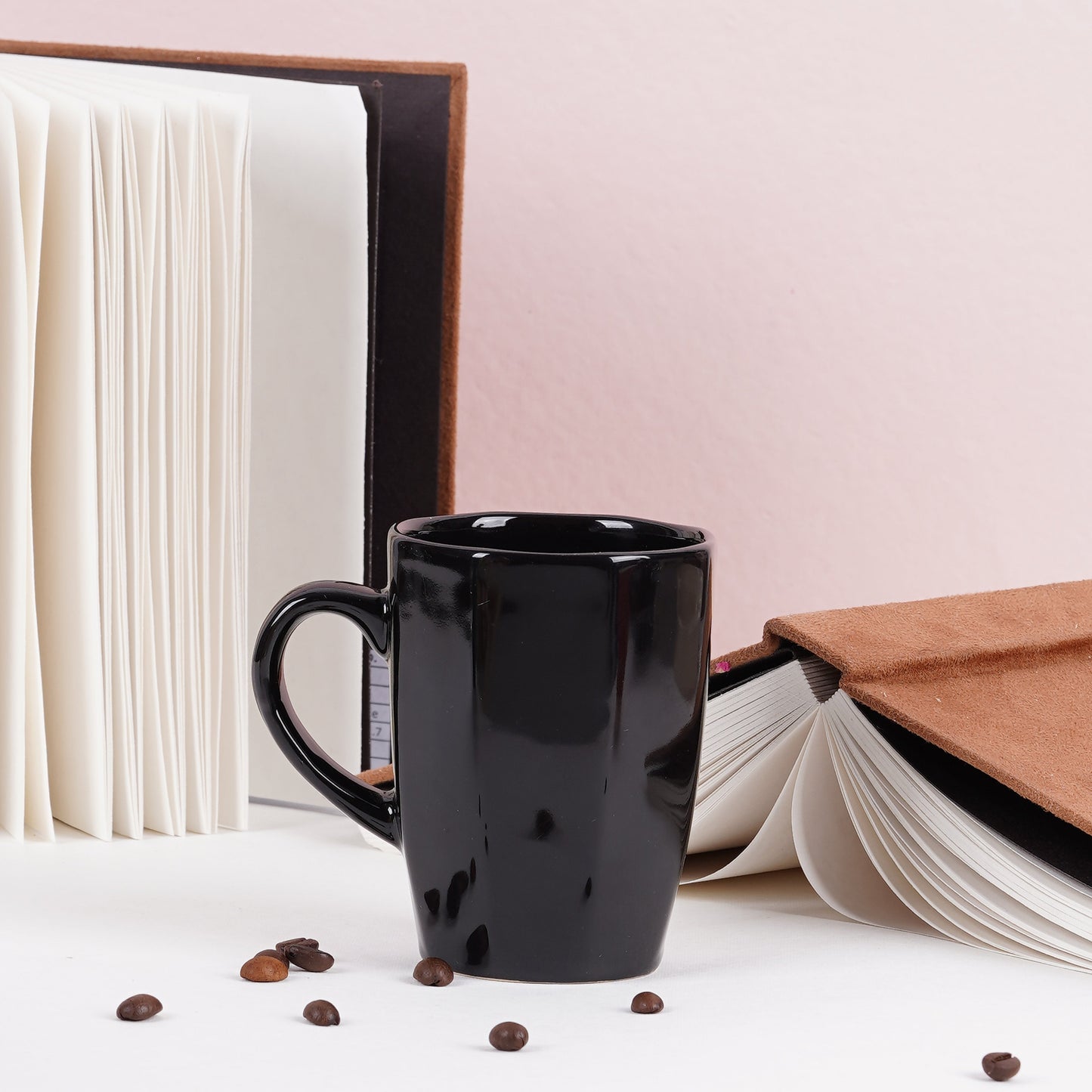 DATA Zia Mugs in Black, Set of 6, Coffee Mugs Dandy Lines by DATA