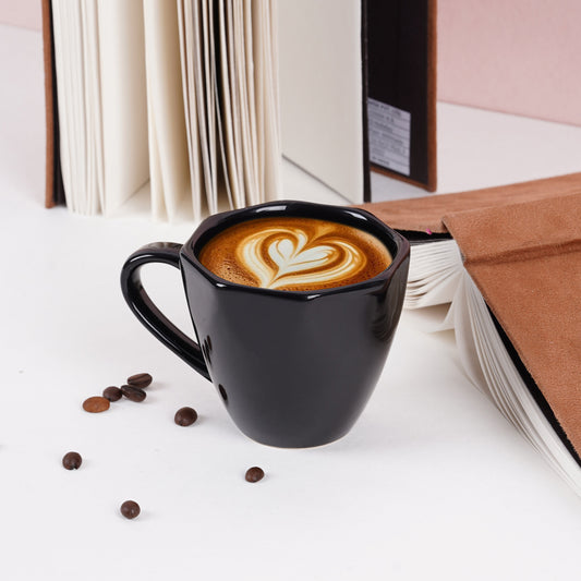 DATA Veda Mugs in Black, Set of 6 Dandy Lines by DATA