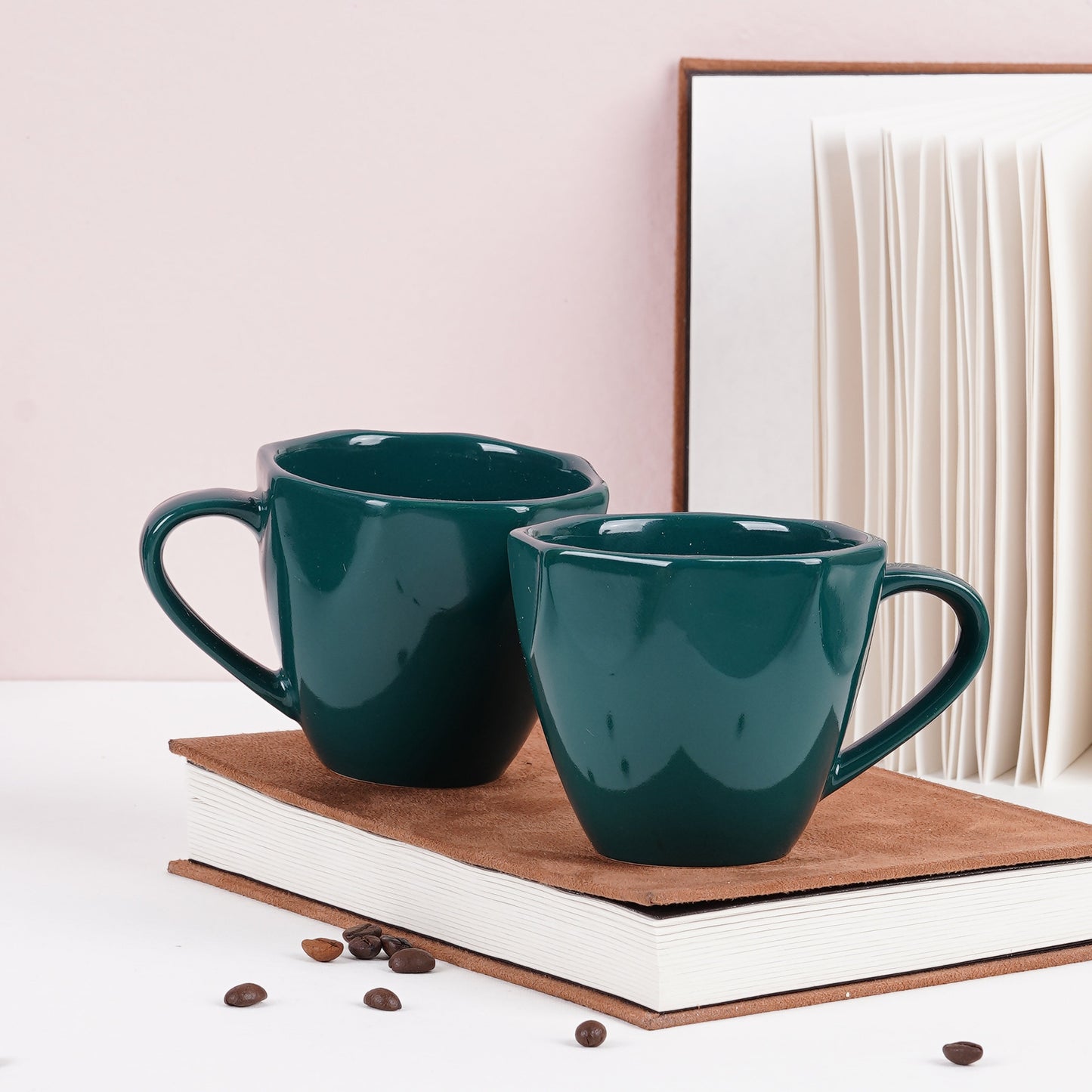 DATA Veda Mugs in Green, Set of 6 Dandy Lines by DATA
