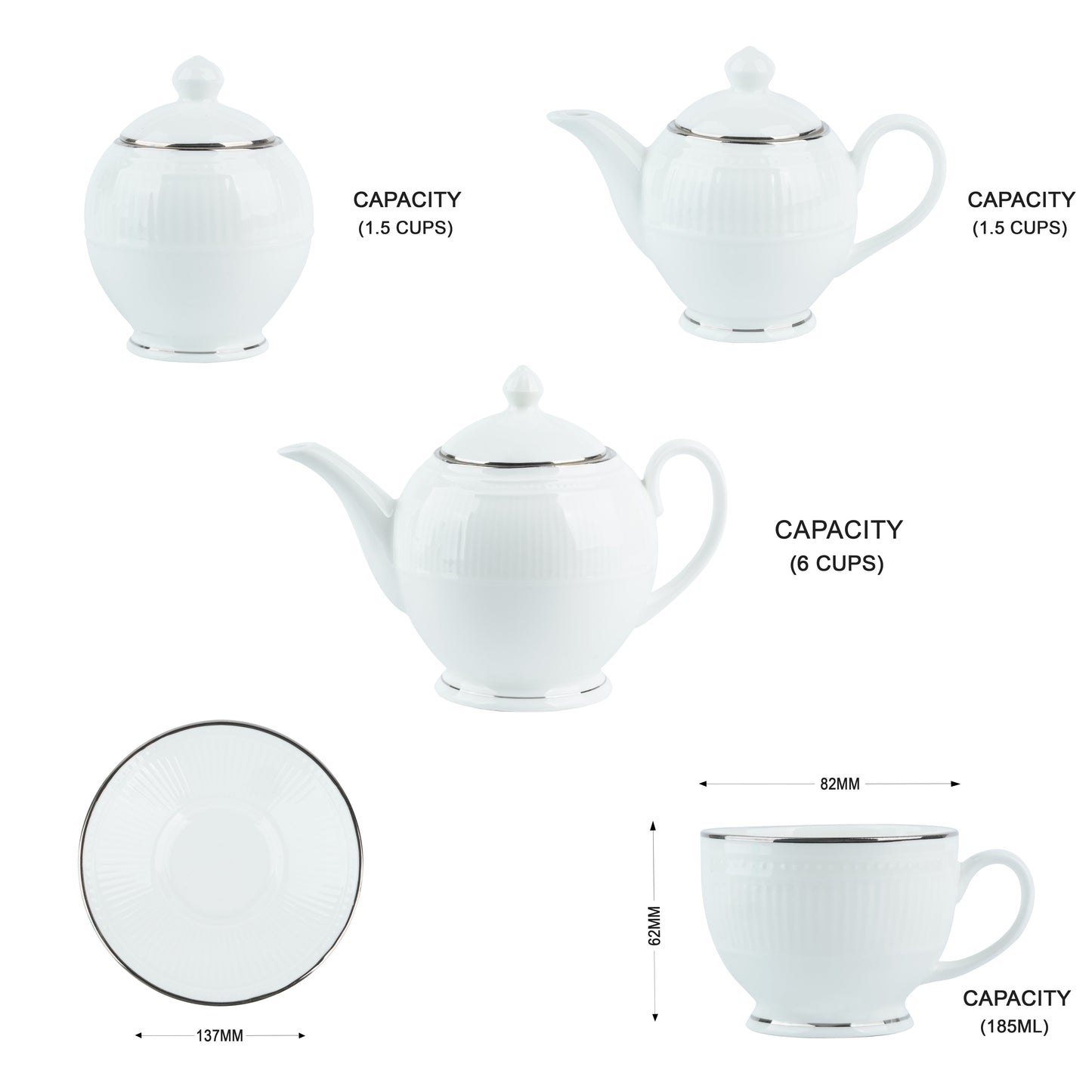 Crown Tea Set in Pure Platinum Buy Tea Cups, Cup & Saucer Sets My Store
