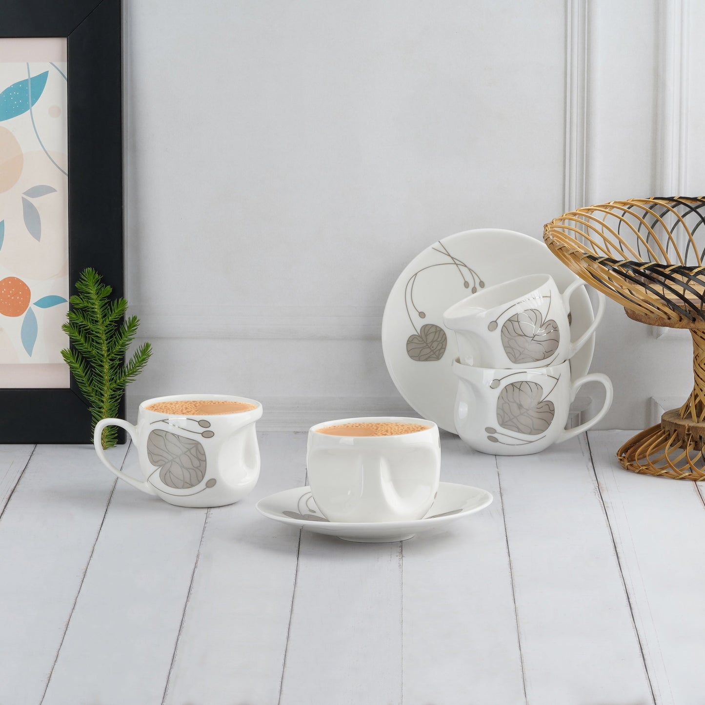 Face Platinum Leaf Cups and Saucers-Tea cup My Store