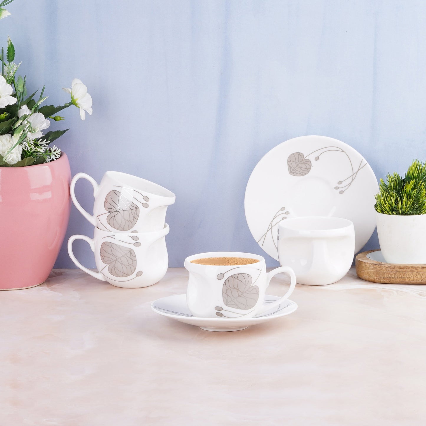 Face Platinum Leaf Cups and Saucers-Tea cup My Store