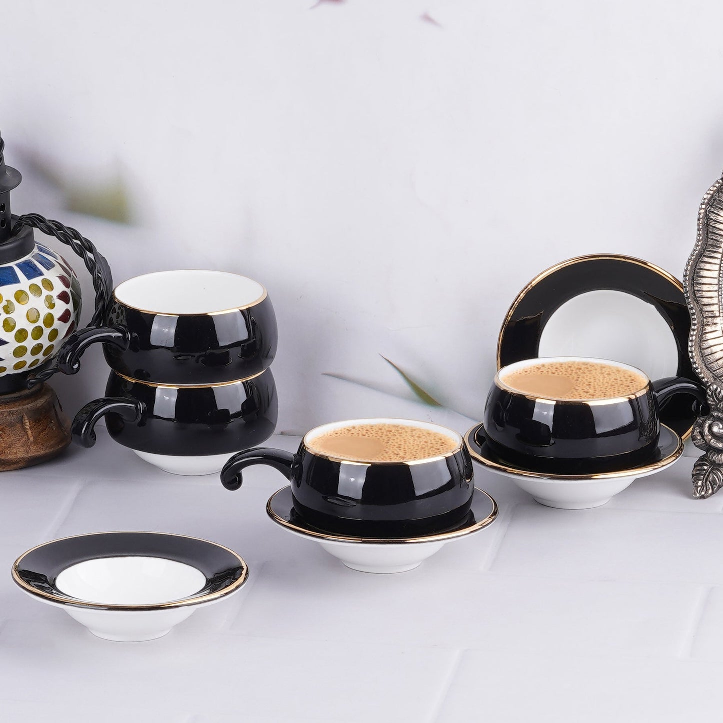 Lilliput in Black with Gold Cups and Saucers My Store