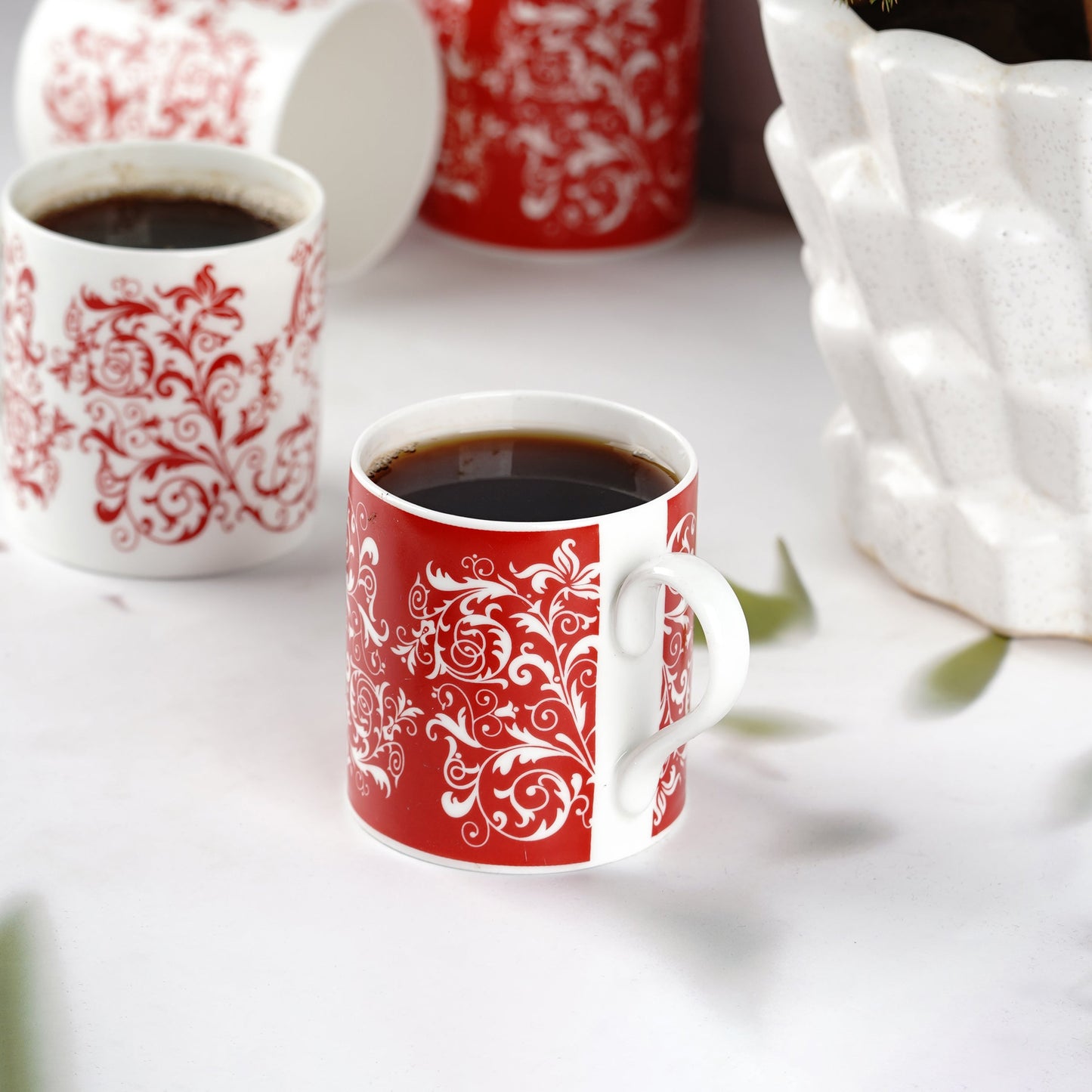 Balmoral with Red and White Traditional Leaf-Bone china Milk mug My Store