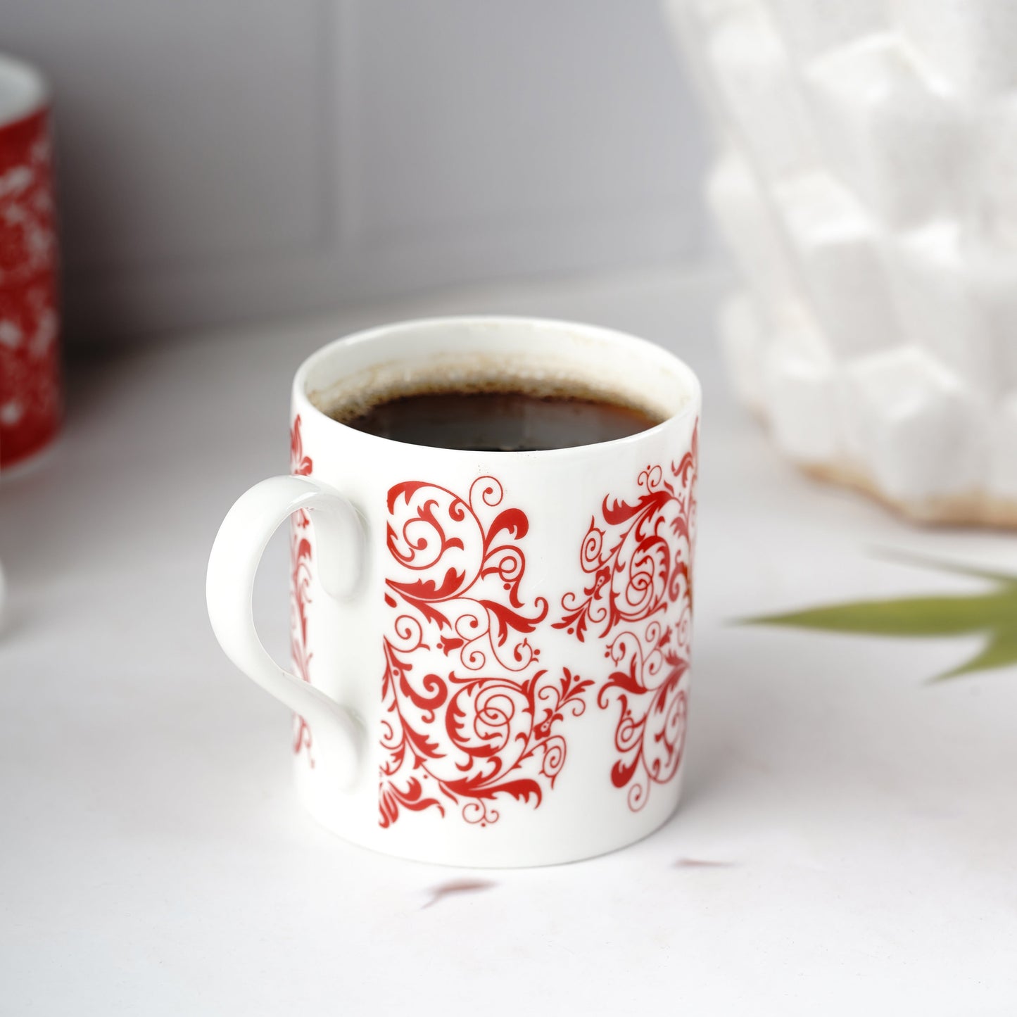 Balmoral with Red and White Traditional Leaf-Bone china Milk mug My Store
