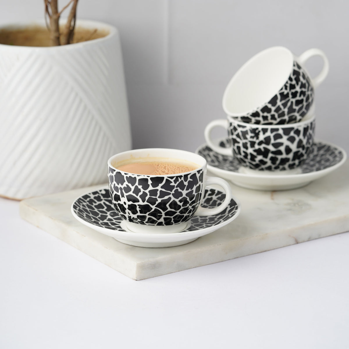 Rani Cups and Saucers in Black Animal Print My Store