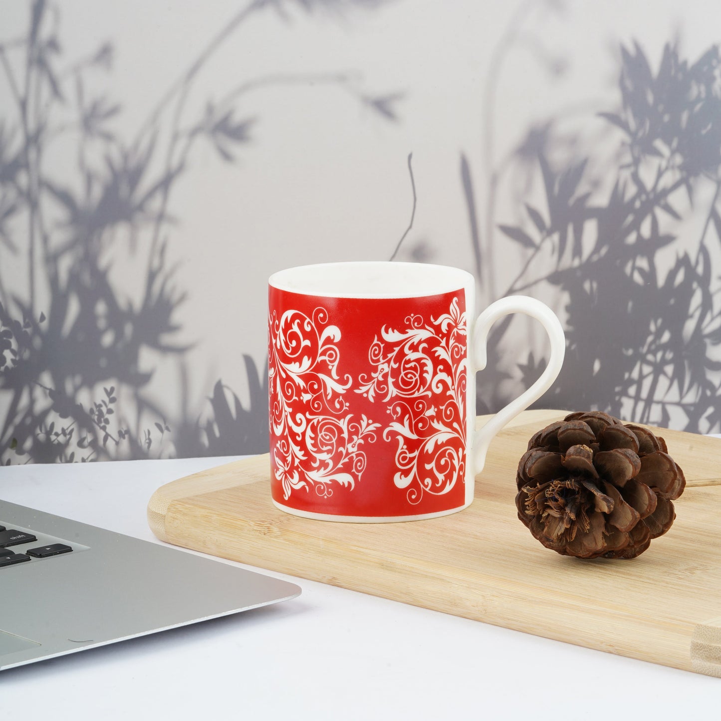 Balmoral with Red and White Traditional Leaf-Bone china Milk mug My Store