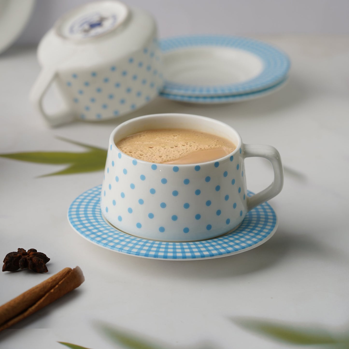SANA Blue dots Cups and Saucers-stylish My Store