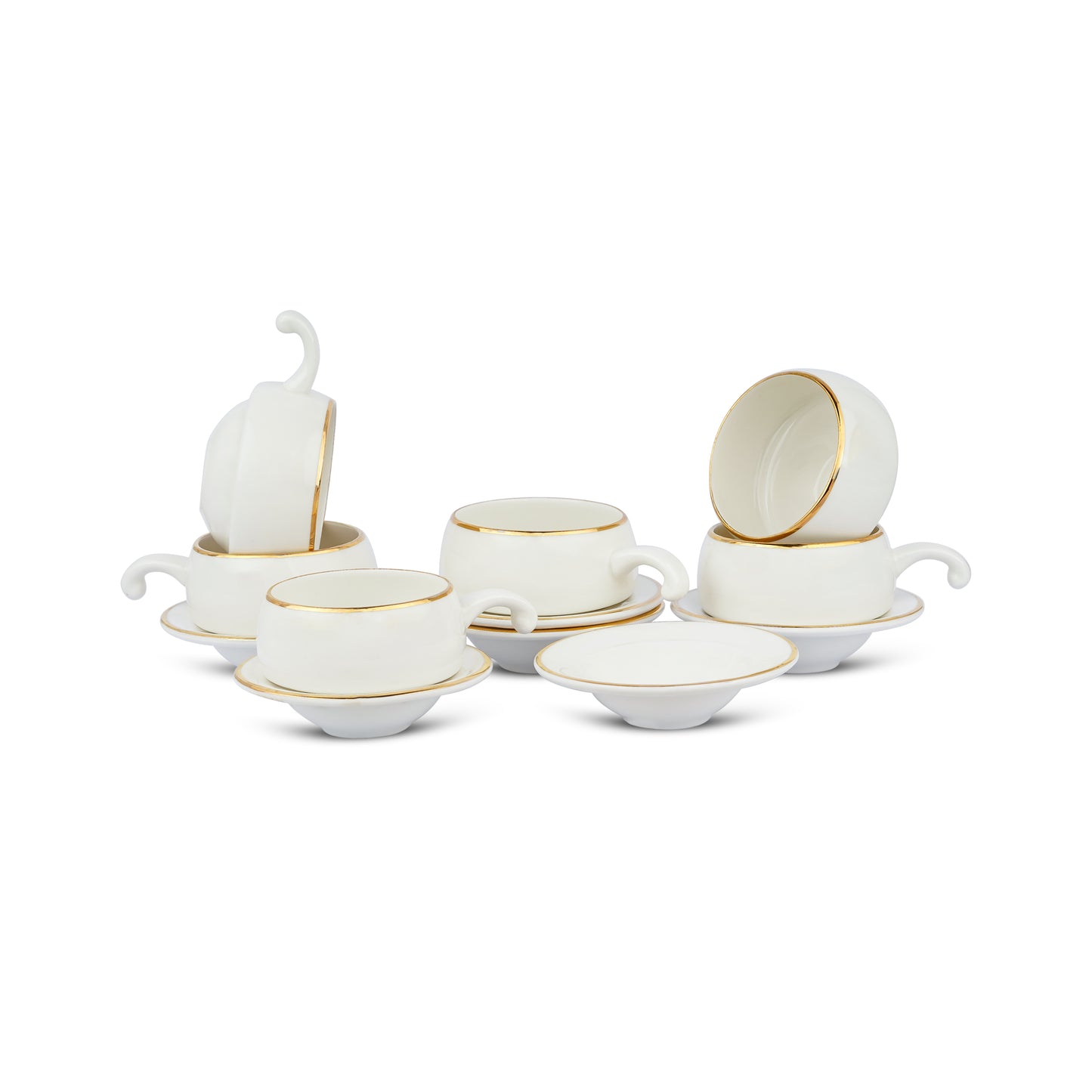 Lilliput in White with Gold Cups and Saucers-stylish My Store