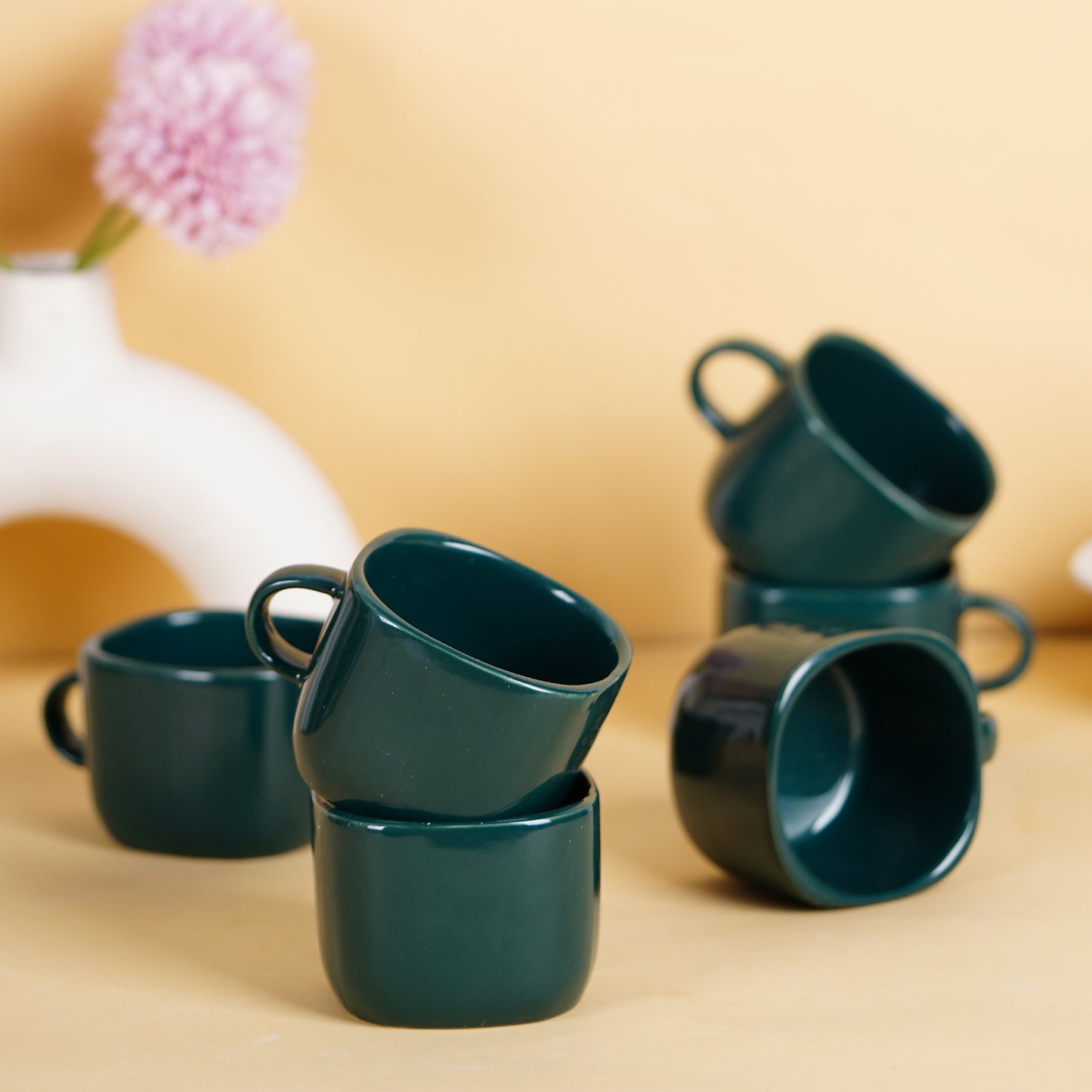 DATA Zen Coffee Mugs in Dark Green, Set of 6