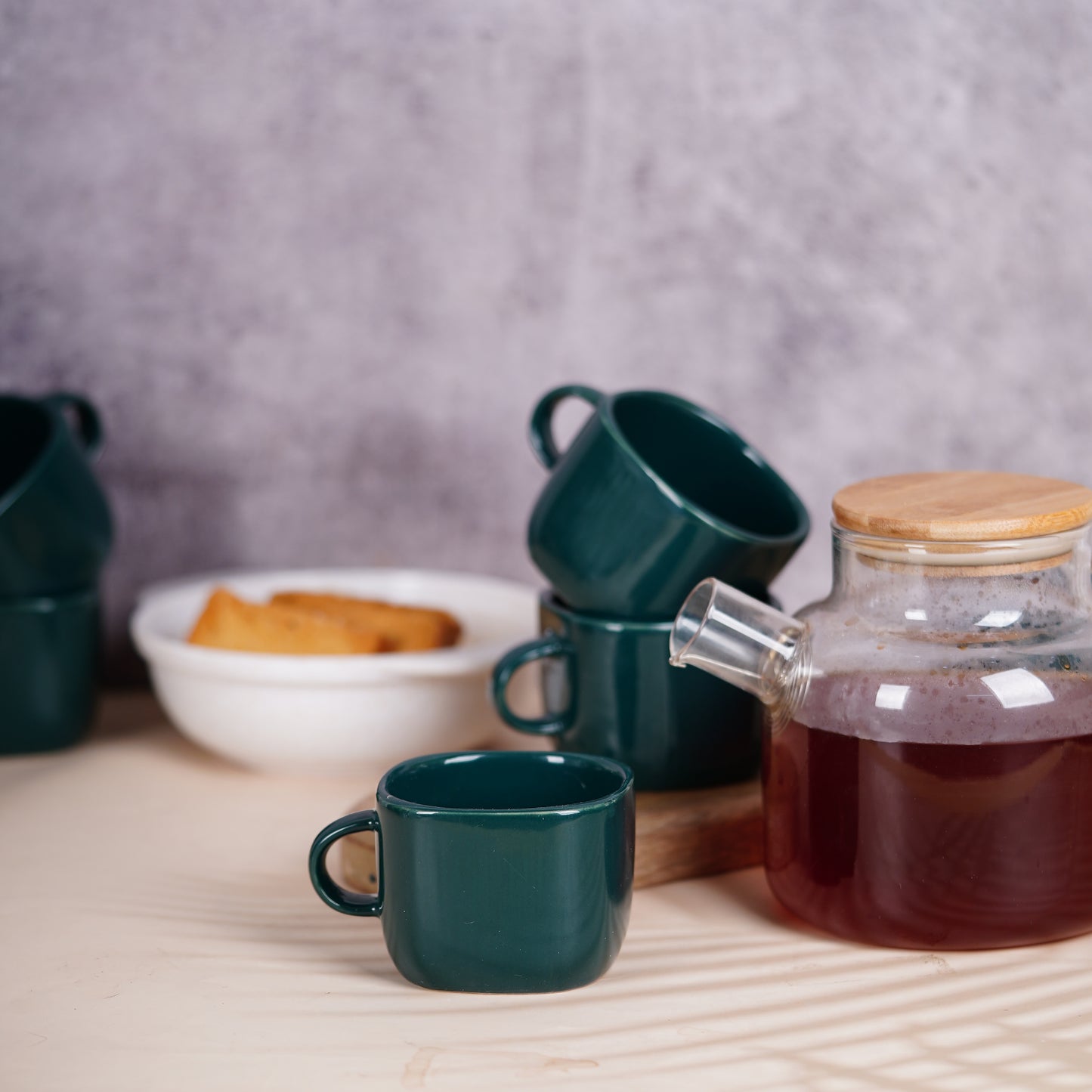 DATA Zen Coffee Mugs in Dark Green, Set of 6