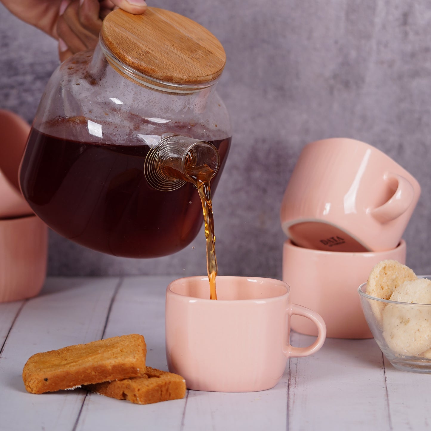 DATA Zen Coffee Mugs in Peach, Set of 6