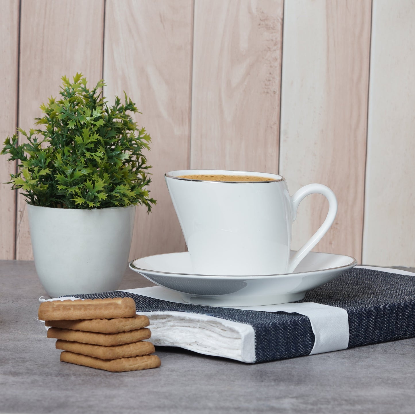 Lara Platinum Band-saucers tea cup set-staylish My Store