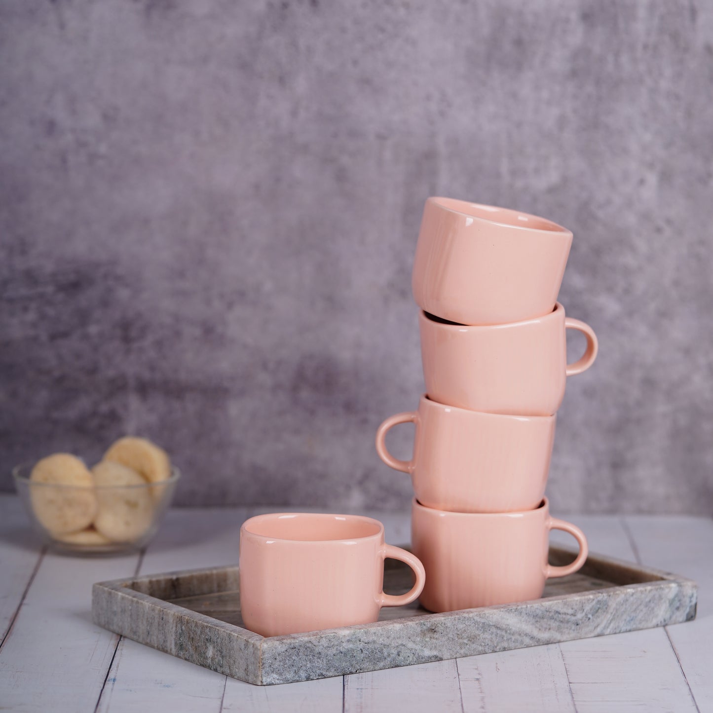 DATA Zen Coffee Mugs in Peach, Set of 6