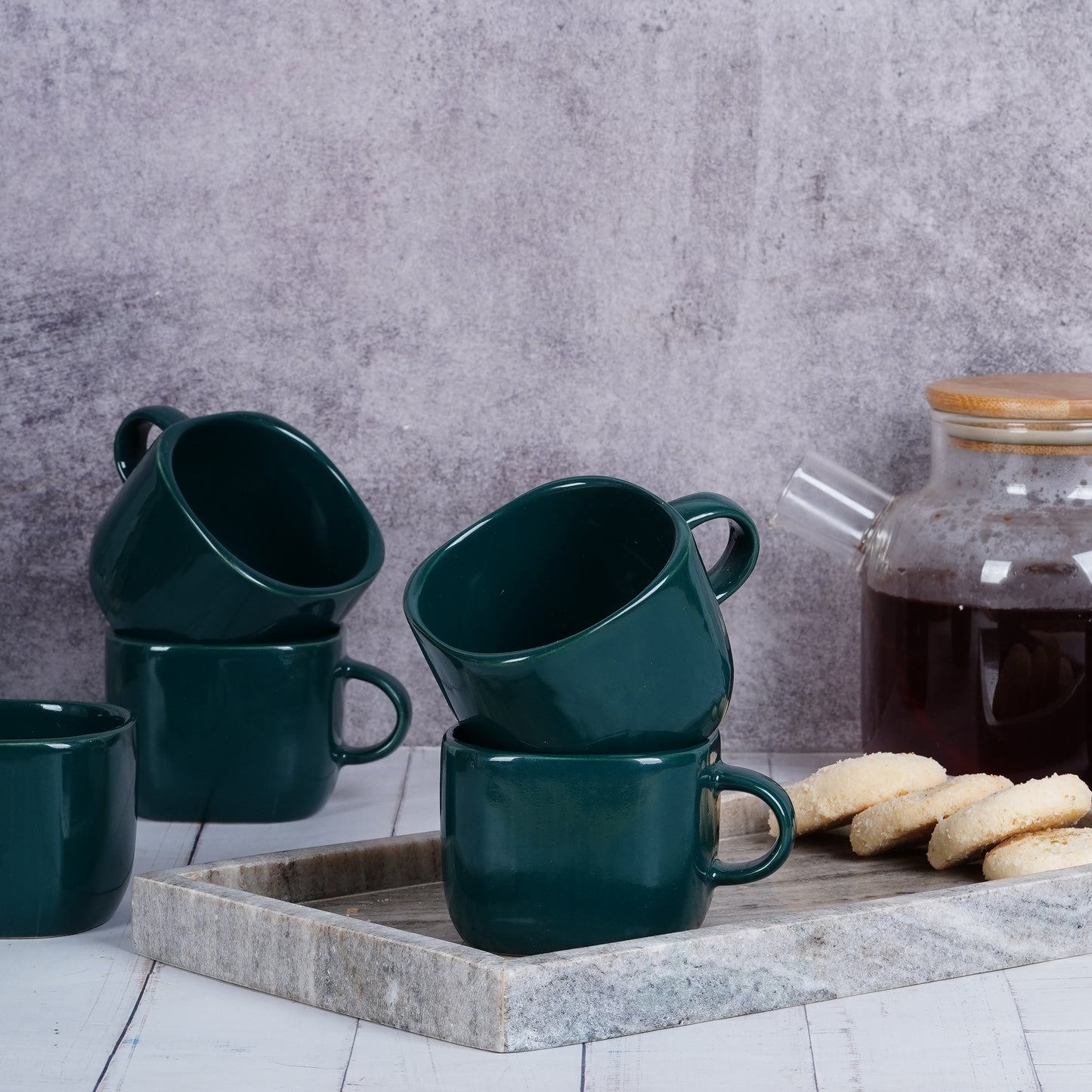 DATA Zen Coffee Mugs in Dark Green, Set of 6