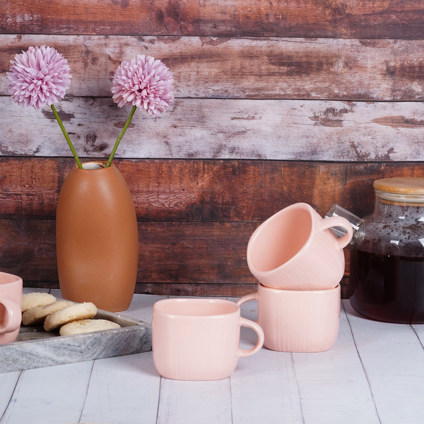 DATA Zen Coffee Mugs in Peach, Set of 6