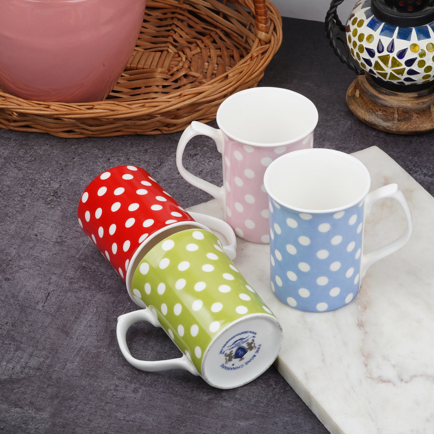 Dandy Lines Topaz Multicoloured Mug with Dots