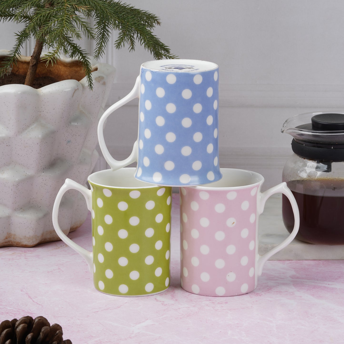 Dandy Lines Topaz Multicoloured Mug with Dots