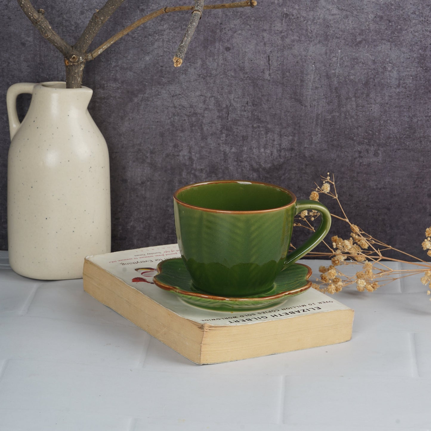 Green Leaf Cups & Saucers My Store