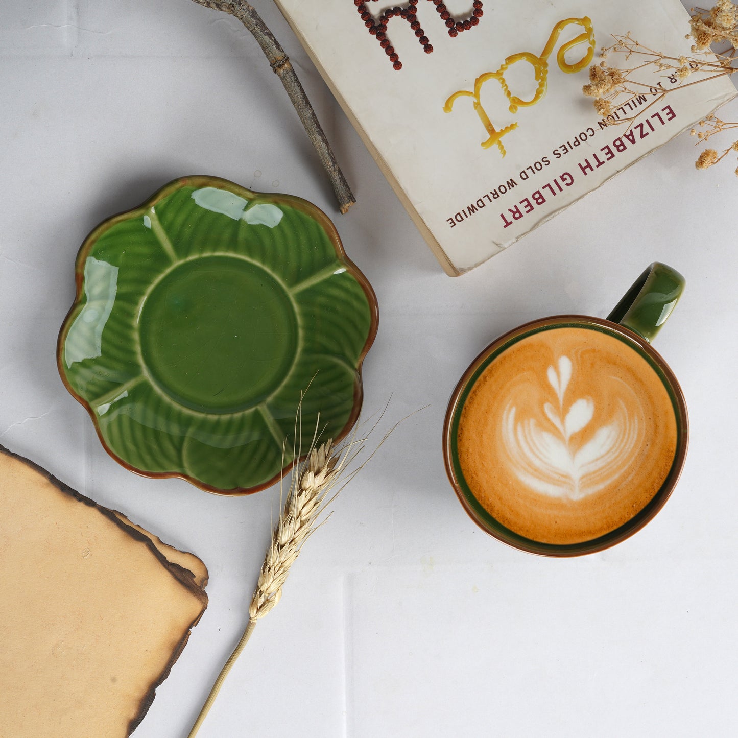 Green Leaf Cups & Saucers My Store