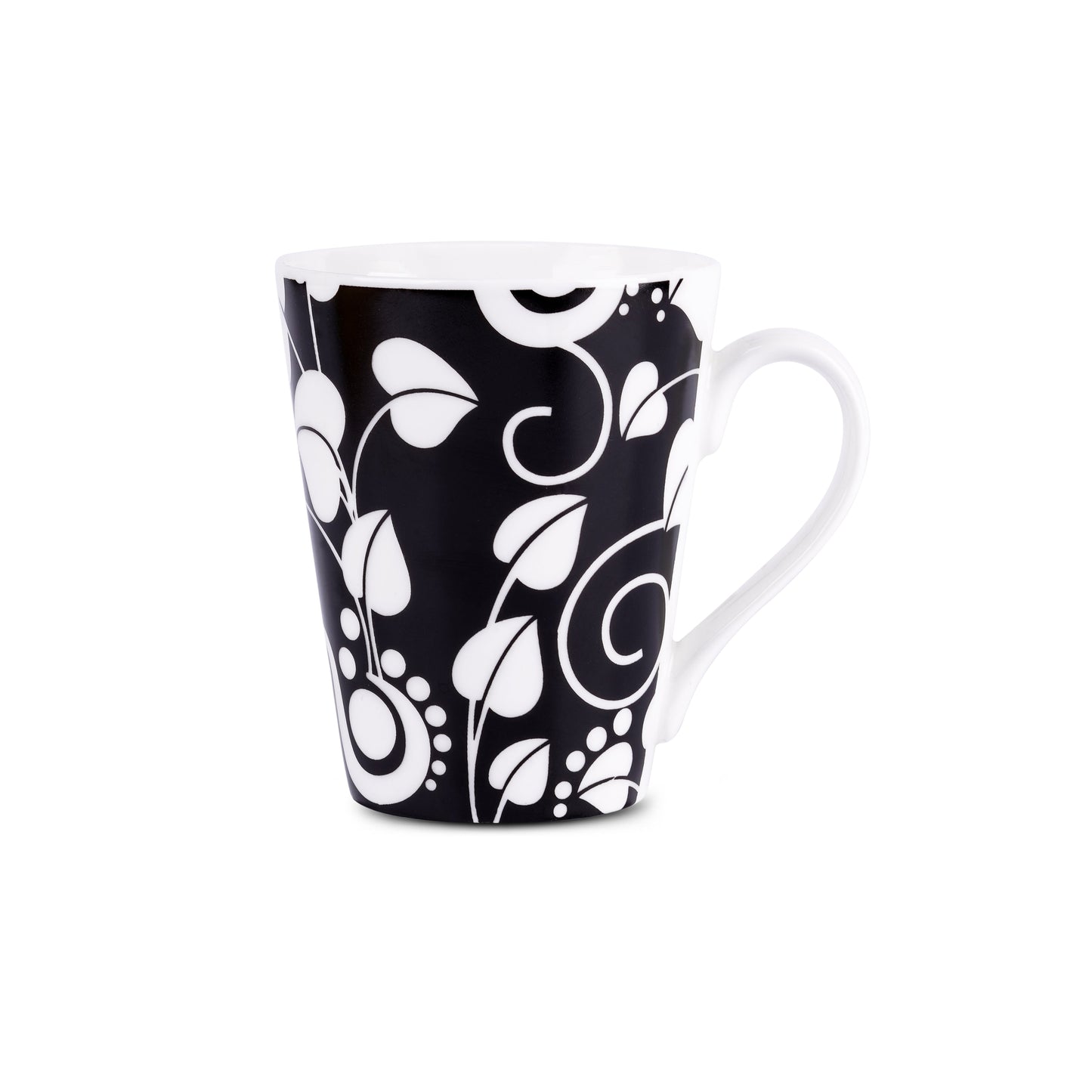 Dandy Lines Conical Black and White Floral Design , Pack of 4 My Store