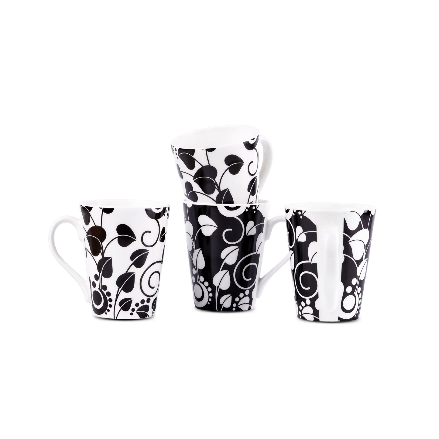 Conical with Black and White Leaves-Collection Coffee / Milk Mugs My Store