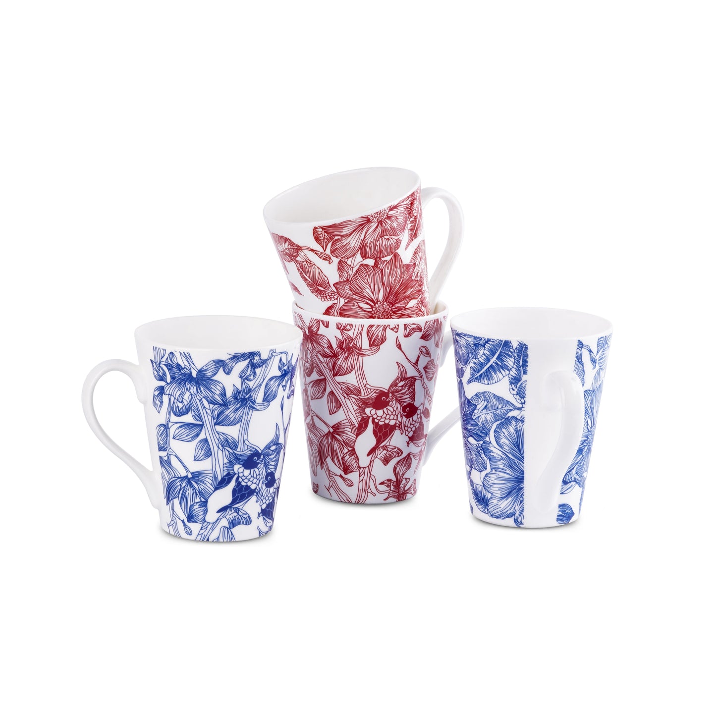 Conical Red and Blue Flower Dance-Milk Mugs Collection My Store