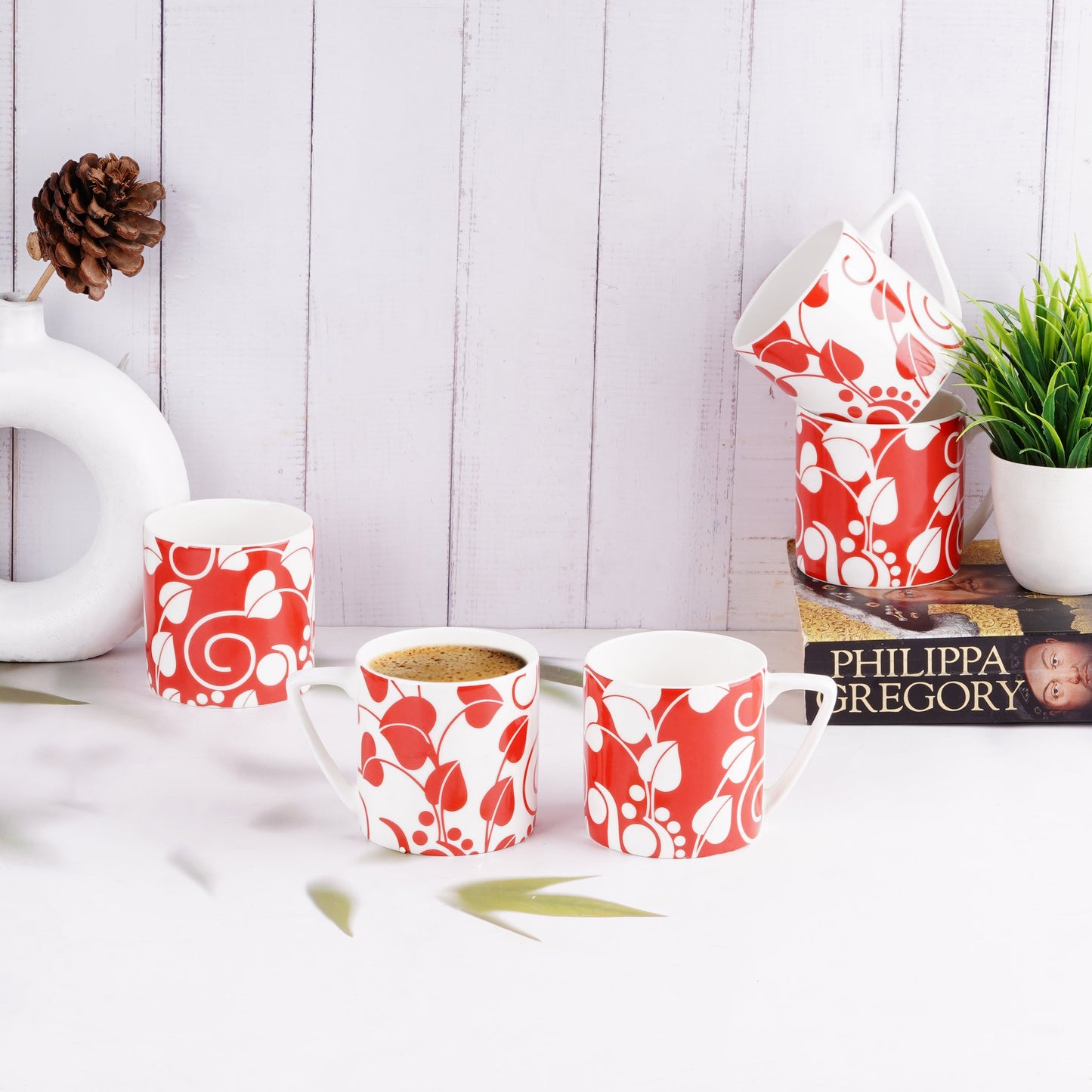 Puja Red and White Leaves-stylish My Store