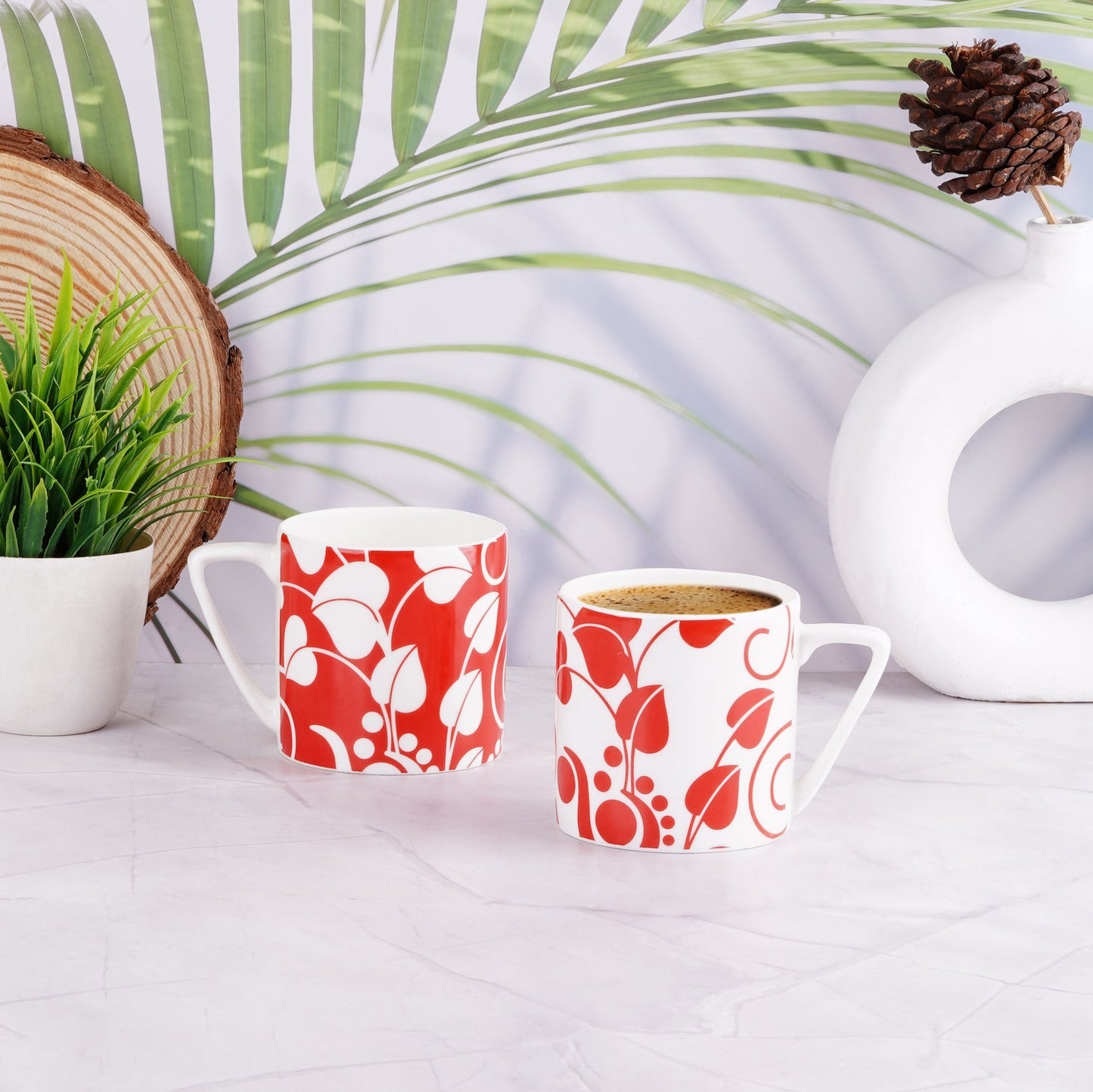 Puja Red and White Leaves-stylish My Store