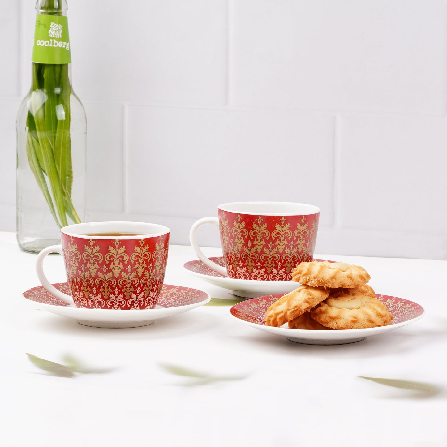 Dine in Style: Premium Royal Red Cups and Saucers with Gold Detailing My Store