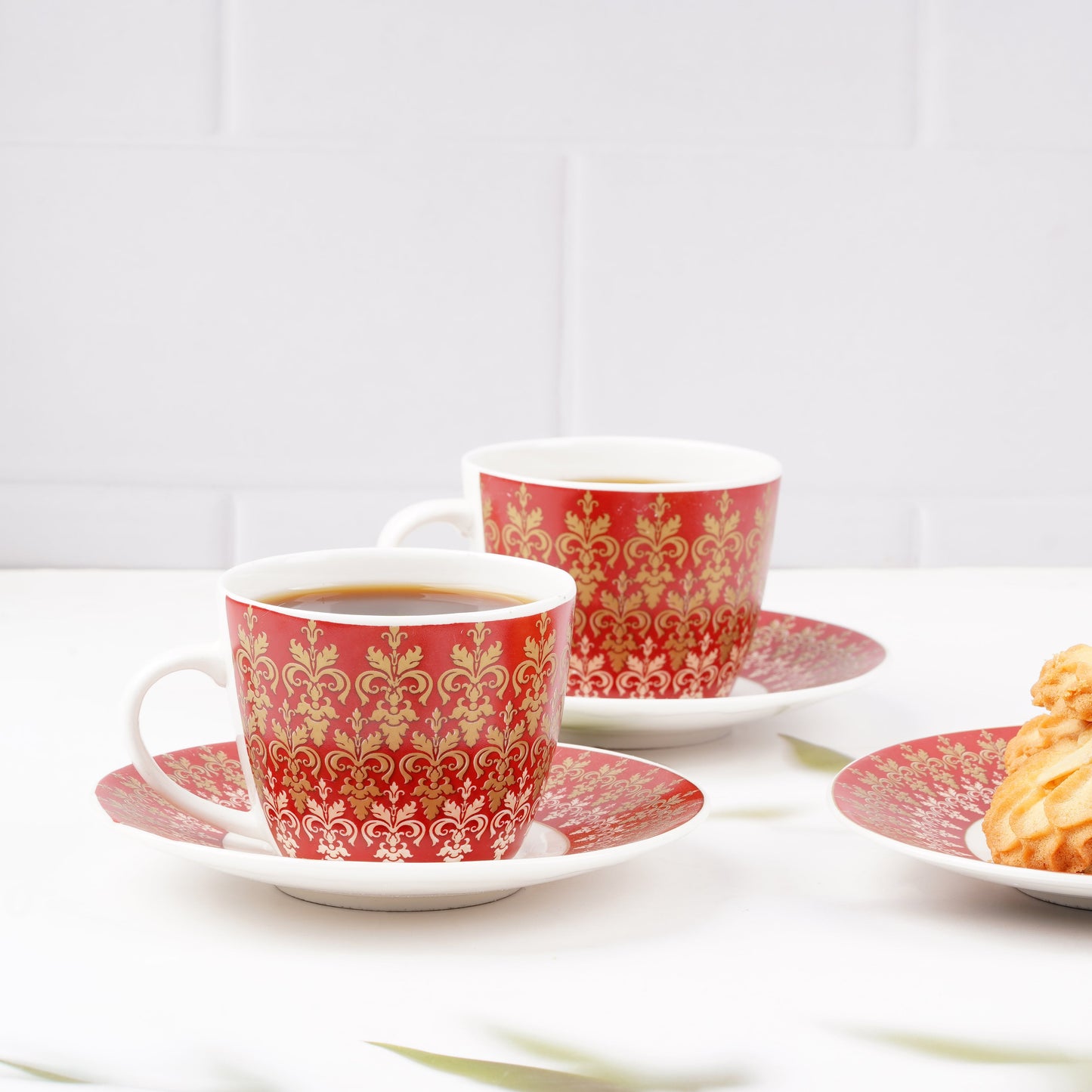 Dine in Style: Premium Royal Red Cups and Saucers with Gold Detailing My Store