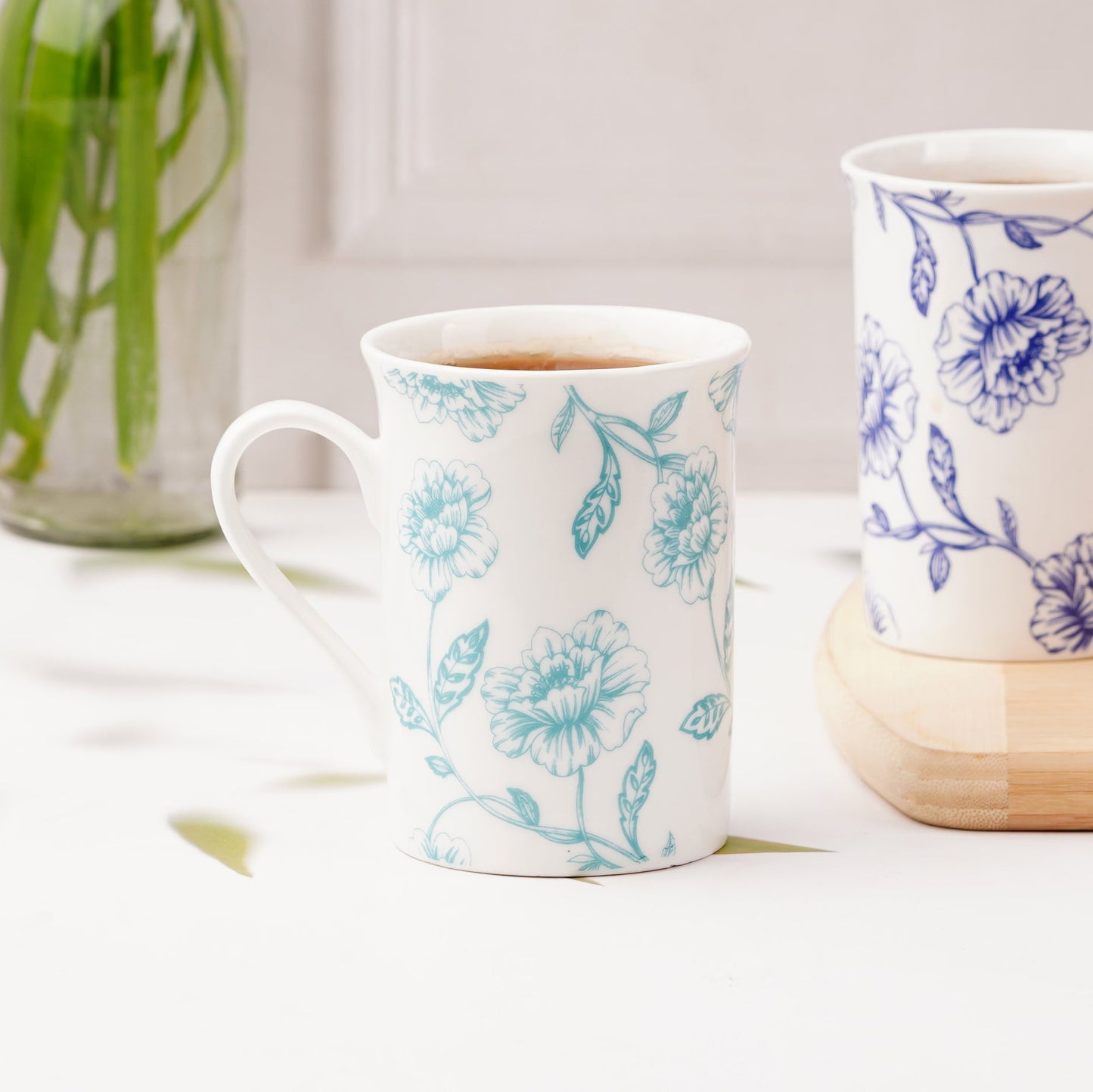 Panama Mug with Blue Flowers-milk mugs My Store