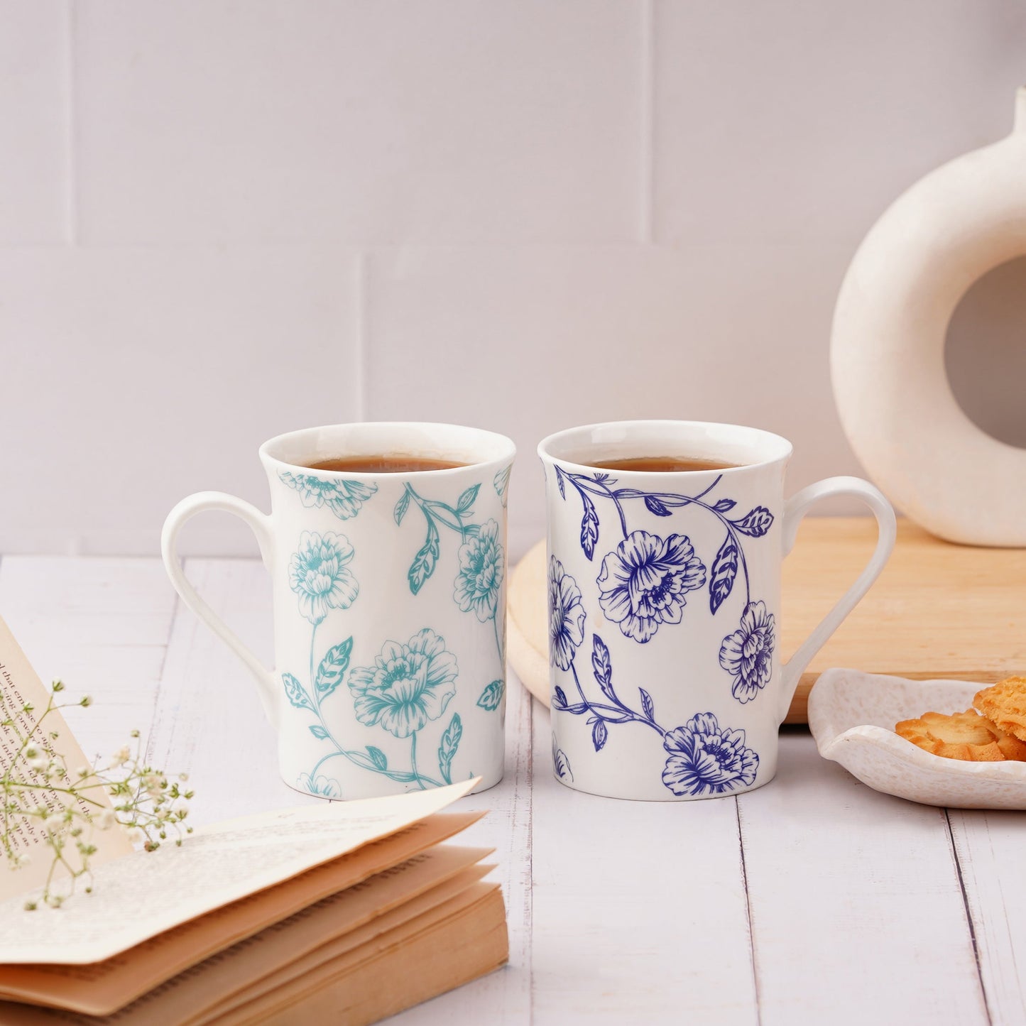 Panama Mug with Blue Flowers-milk mugs My Store