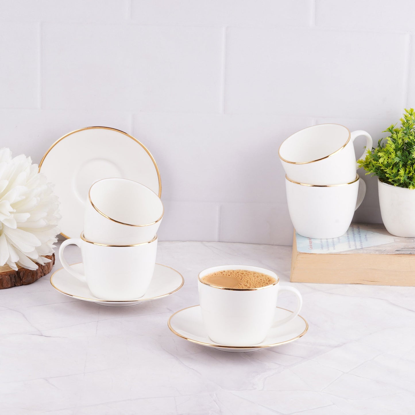 Royal Pure GOLD Outline Cups & Saucers-stylish My Store