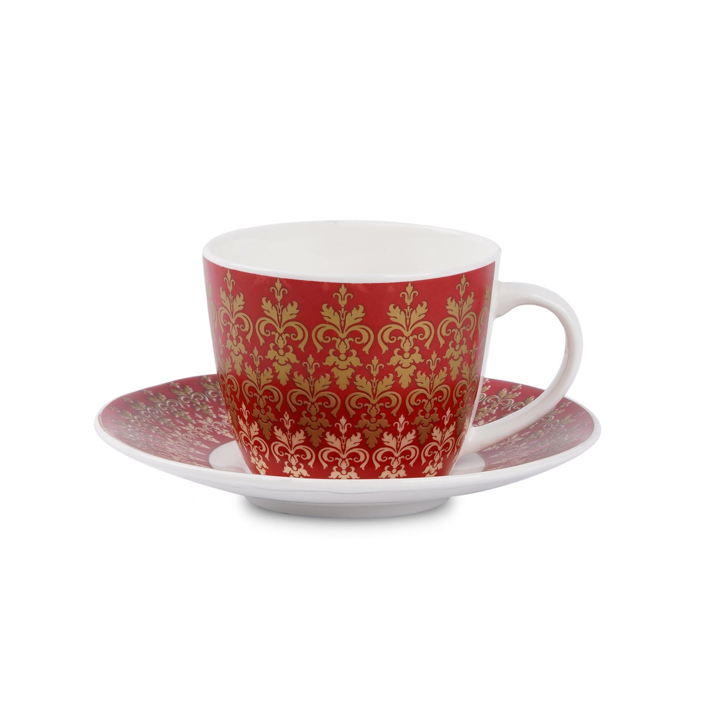 Dine in Style: Premium Royal Red Cups and Saucers with Gold Detailing My Store