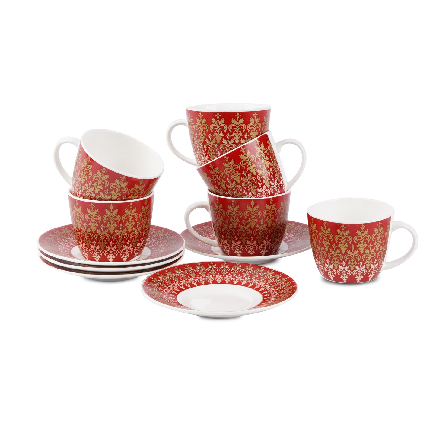 Dine in Style: Premium Royal Red Cups and Saucers with Gold Detailing My Store